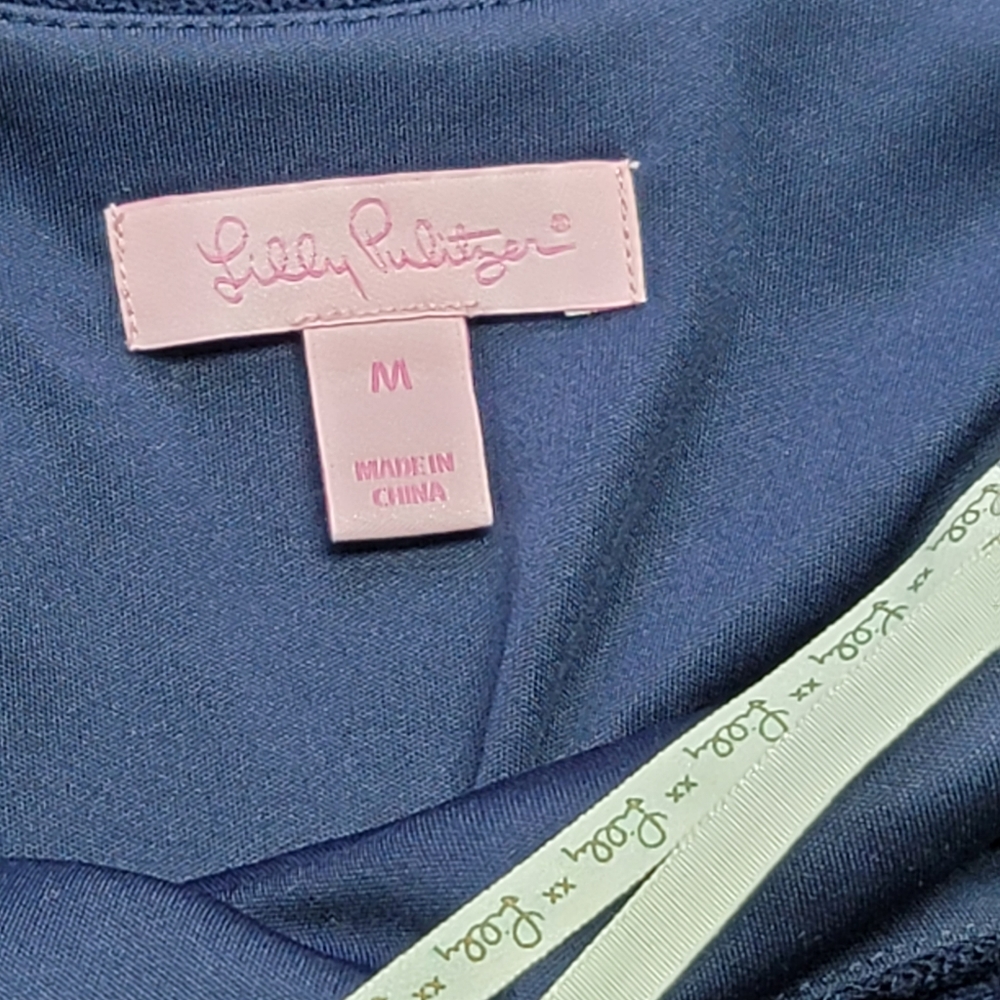 Lilly Politzer long dress blue color short sleeves size  M - Picture 11 of 12